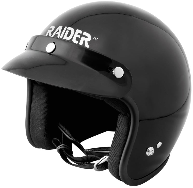 Raider Journey Unisex-Adult Open Face Helmet (Gloss Black, XX-Small) - Image 3